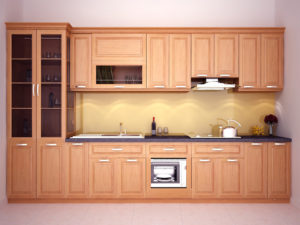tủ bếp làm từ gỗ xoan