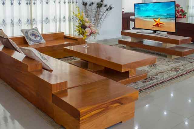 bàn ghế phòng khách gỗ tự nhiên