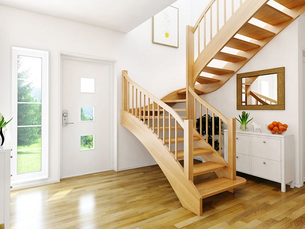 Cầu thang được làm từ gỗ sồi có độ bám ốc vít tốt và khả năng chịu máy cao