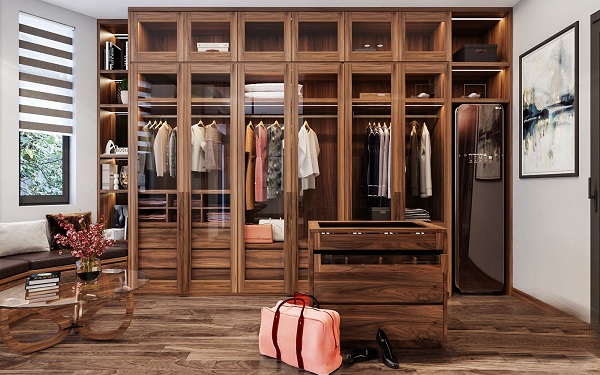 Tủ quần áo gỗ giúp không gian căn phòng tăng thêm sự ấm cúng và sang trọng